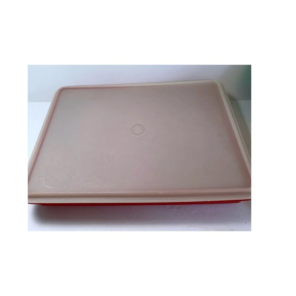 Tupperware Food Storage Container Vintage 290-7 Red Sheer Lid 13x9 GoodCondition